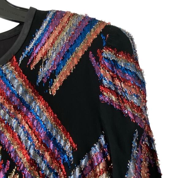 Vintage Gossamer styled by Donald Curtis Metallic Lame Multicolor Black Blouse - Picture 2 of 7